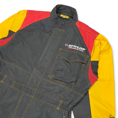 Retro Showa JDM Dunlop Motorsport Pit Crew Summer Coveralls Tsunagi Black - Sugoi JDM