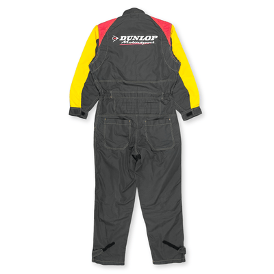 Retro Showa JDM Dunlop Motorsport Pit Crew Summer Coveralls Tsunagi Black - Sugoi JDM