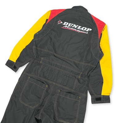 Retro Showa JDM Dunlop Motorsport Pit Crew Summer Coveralls Tsunagi Black - Sugoi JDM