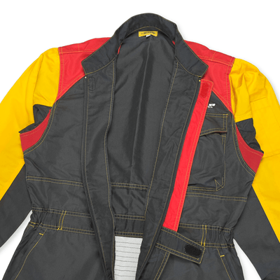 Retro Showa JDM Dunlop Motorsport Pit Crew Summer Coveralls Tsunagi Black - Sugoi JDM