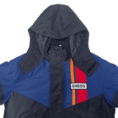 Retro Showa JDM ENEOS Oil Staff Uniform Winter Insulated Hoodie Jacket Blue - Sugoi JDM