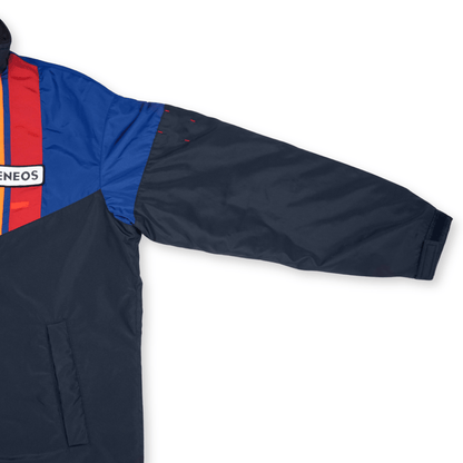 Retro Showa JDM Japan ENEOS Oil Staff Uniform Winter Insulated Jacket Blue - Sugoi JDM