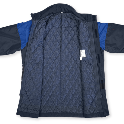 Retro Showa JDM Japan ENEOS Oil Staff Uniform Winter Insulated Jacket Blue - Sugoi JDM