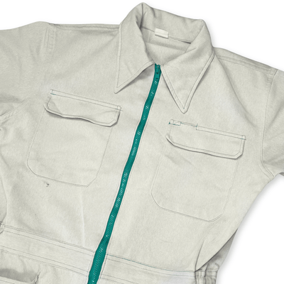 Vintage 1970s JDM Showa Mitsubishi Motors Short Sleeve Coveralls Tsunagi Beige - Sugoi JDM