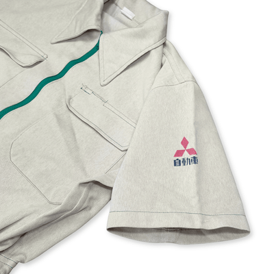 Vintage 1970s JDM Showa Mitsubishi Motors Short Sleeve Coveralls Tsunagi Beige - Sugoi JDM