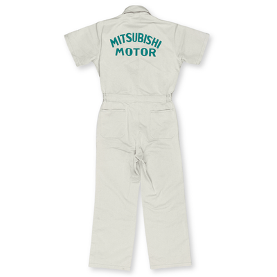 Vintage 1970s JDM Showa Mitsubishi Motors Short Sleeve Coveralls Tsunagi Beige - Sugoi JDM