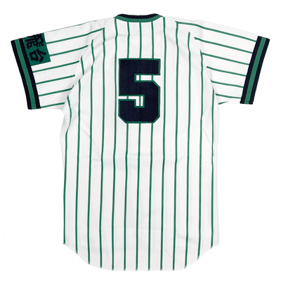Vintage Descente Toyota Matsuhidai Japan Baseball Jersey 1980s Green Pinstripe - Sugoi JDM
