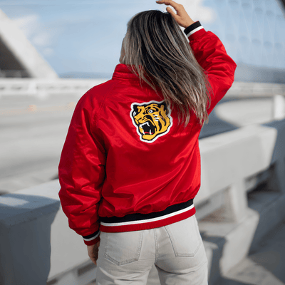 Vintage Hanshin Tigers Descente Red Satin 1970s Japanese Baseball Jacket - Sugoi JDM