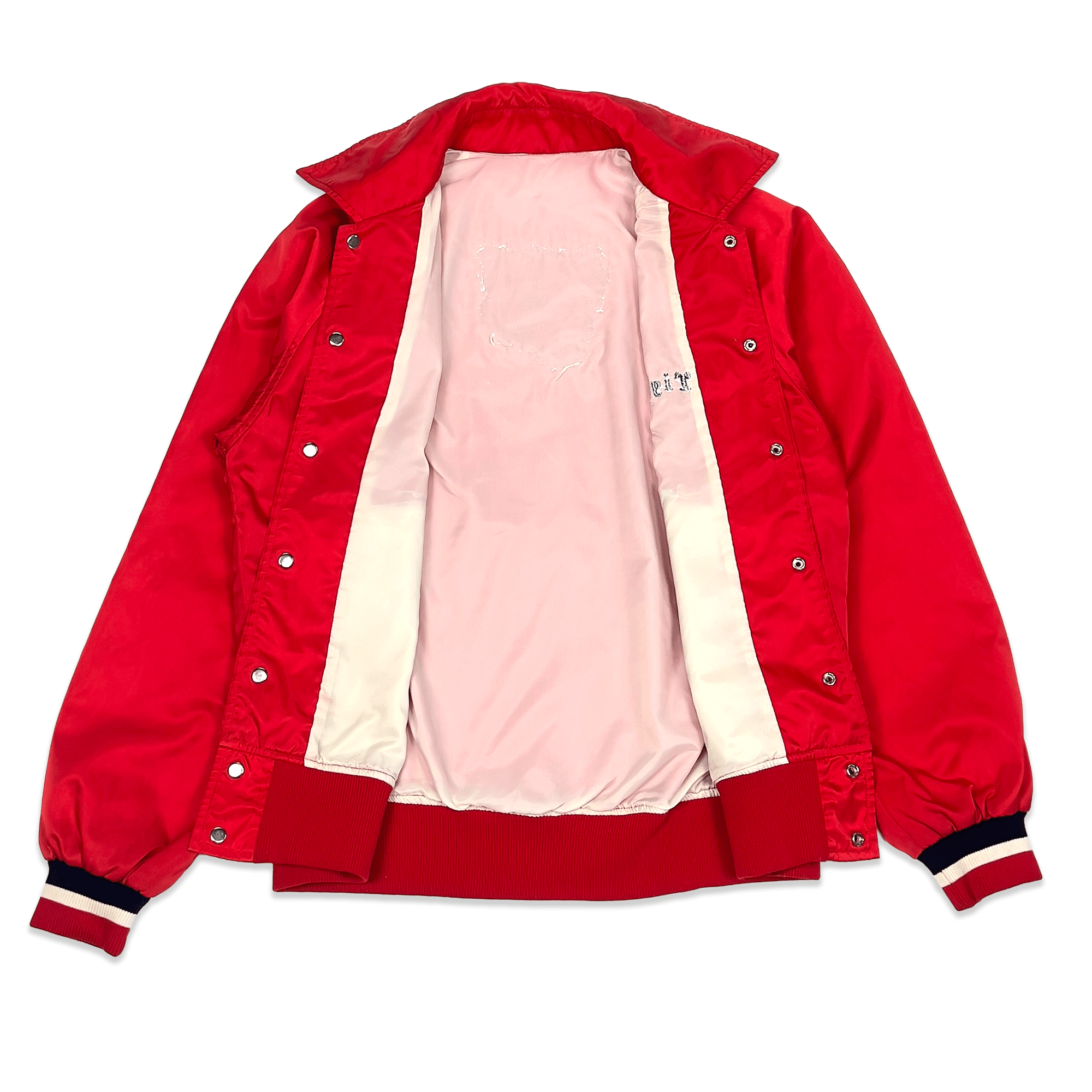 Vintage Hanshin Tigers Descente Red Satin 1970s Japanese Baseball Jacket - Sugoi JDM