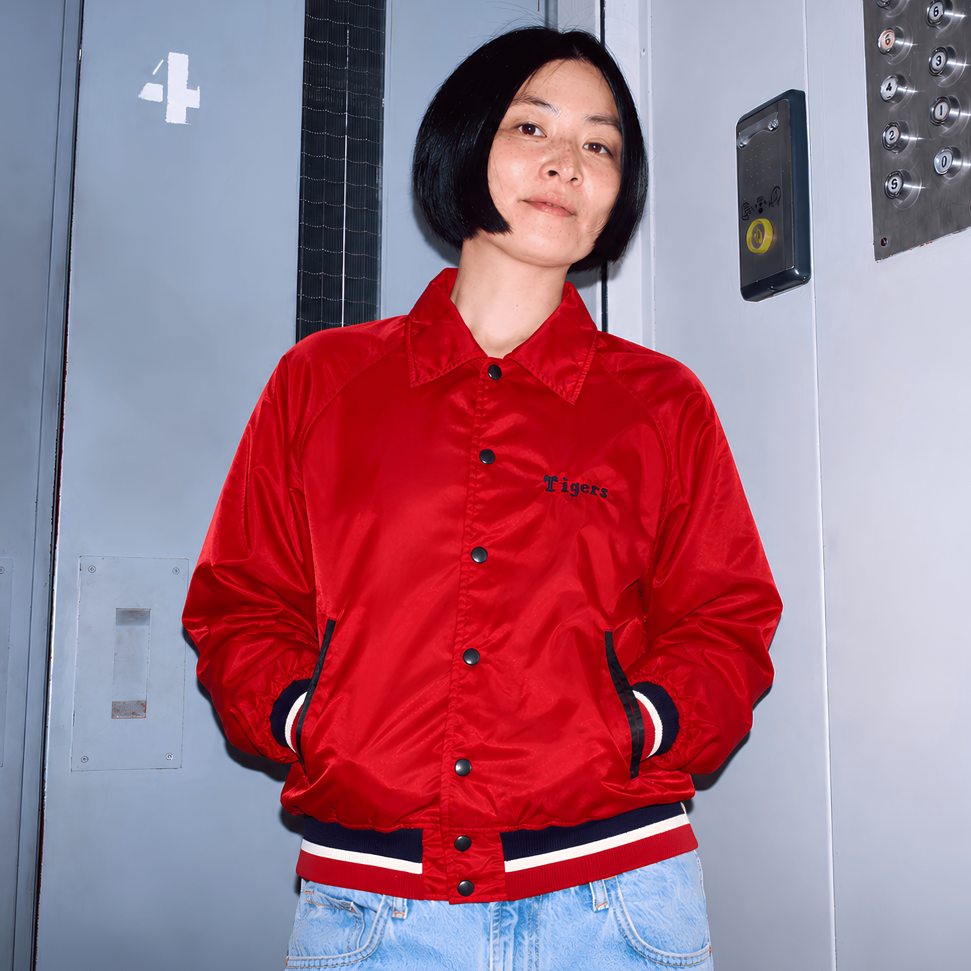 Vintage Hanshin Tigers Descente Red Satin 1970s Japanese Baseball Jacket - Sugoi JDM