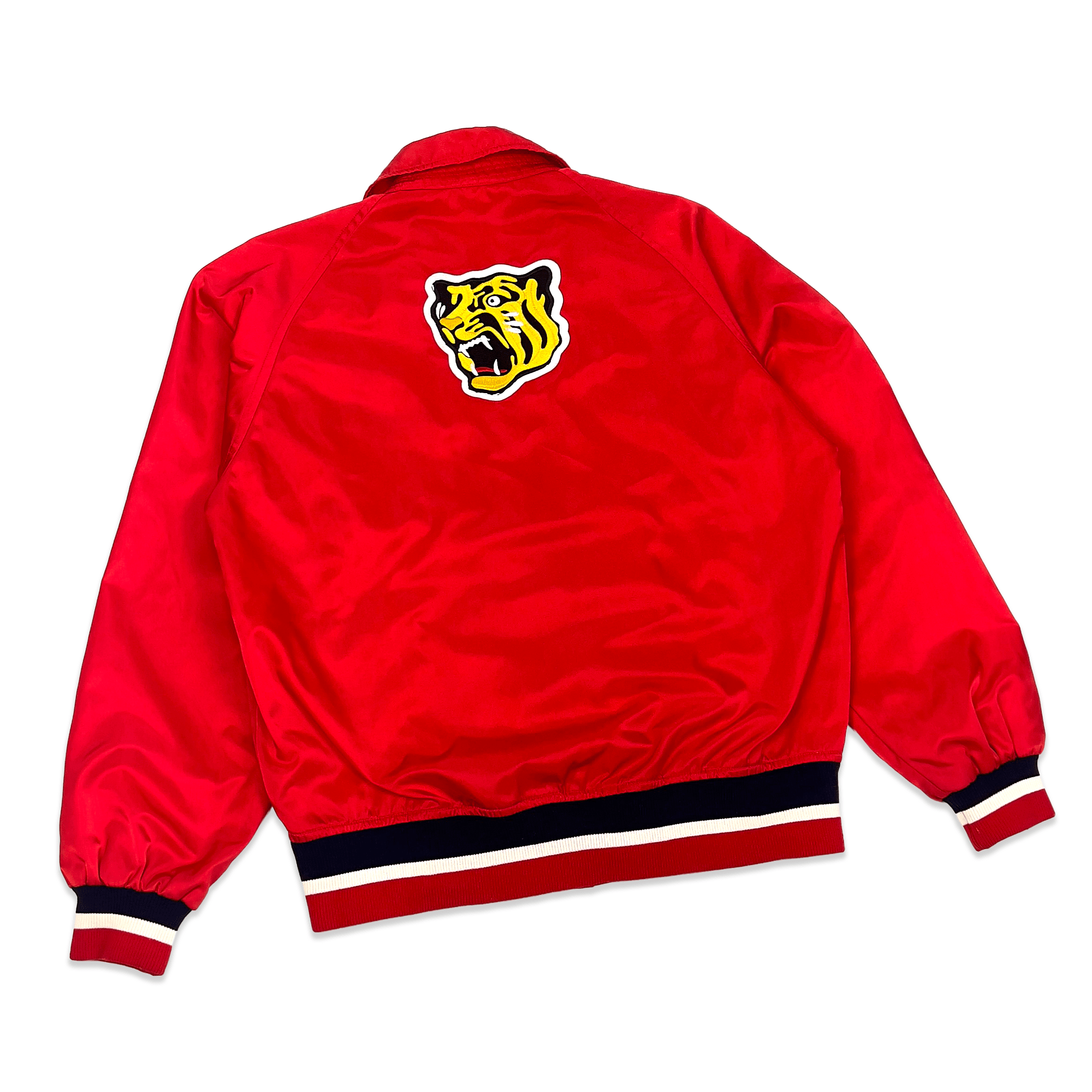 Vintage Hanshin Tigers Descente Red Satin 1970s Japanese Baseball Jacket - Sugoi JDM