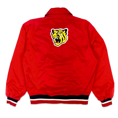 Vintage Hanshin Tigers Descente Red Satin 1970s Japanese Baseball Jacket - Sugoi JDM