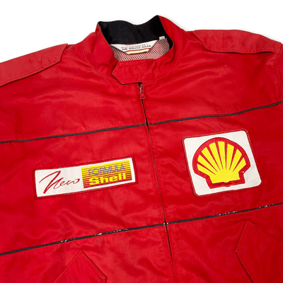 Vintage JDM Japan Showa Era 1990s Formula Shell Sekiyu Service Jacket Red - Sugoi JDM