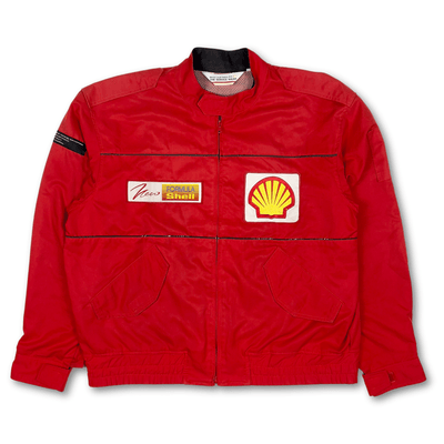 Vintage JDM Japan Showa Era 1990s Formula Shell Sekiyu Service Jacket Red - Sugoi JDM