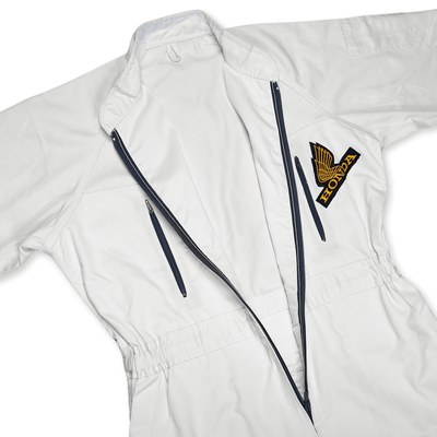 Vintage Showa Era JDM Japan Honda Racing Coveralls Tsunagi Coveralls White - Sugoi JDM