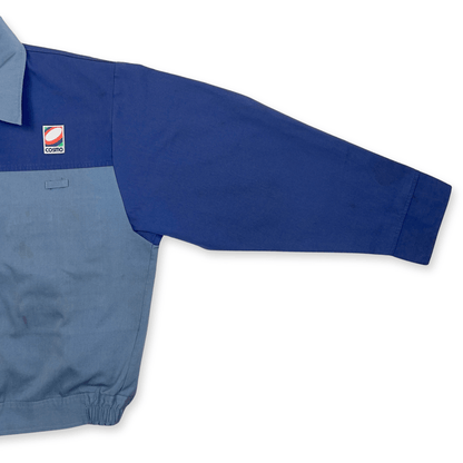 Vintage Showa Japan Cosmo Gas Station Staff Workwear Bomber Jacket Blue - Sugoi JDM