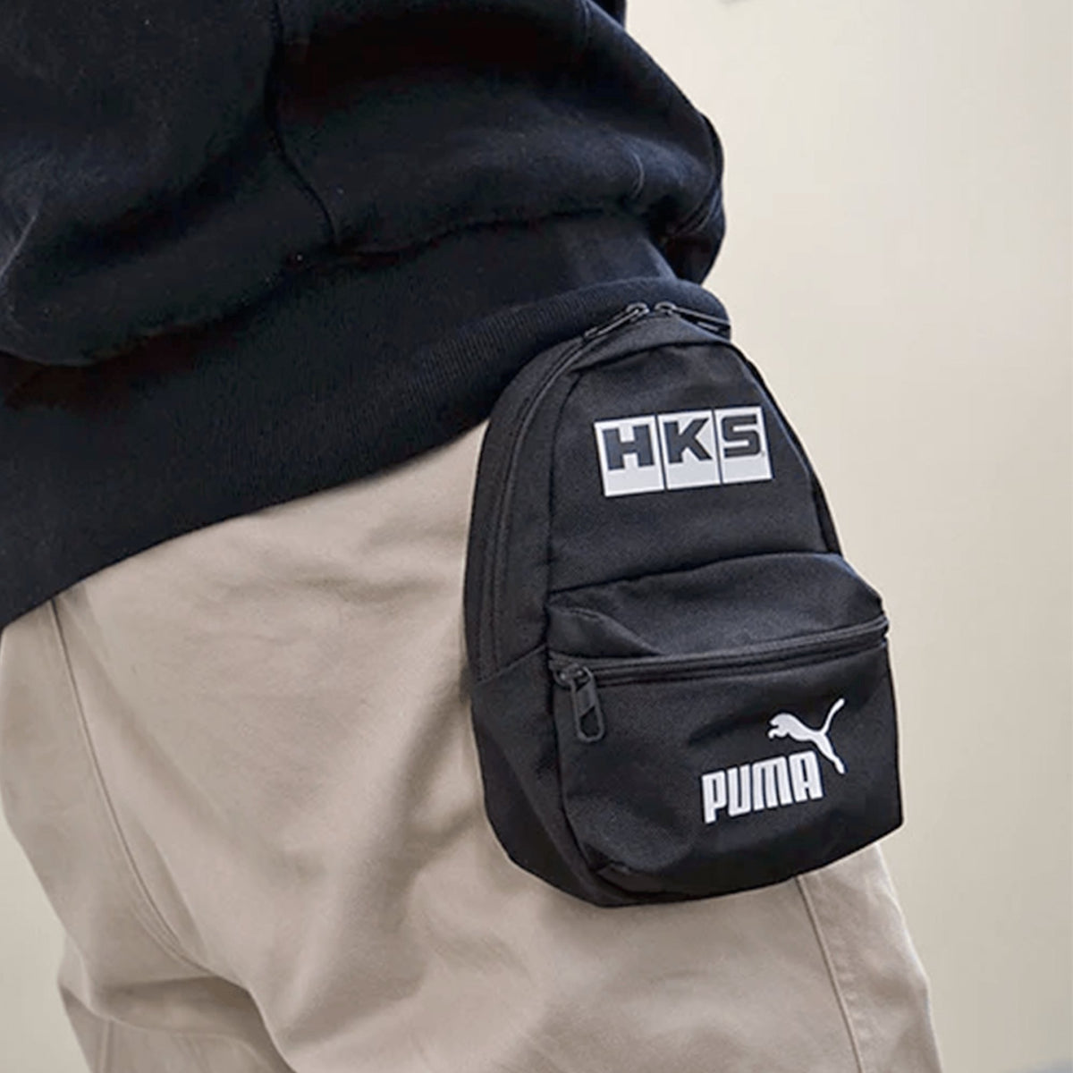 JDM Japan HKS Puma Collaboration Mini Backpack Hip Pack Bag Black - Sugoi JDM