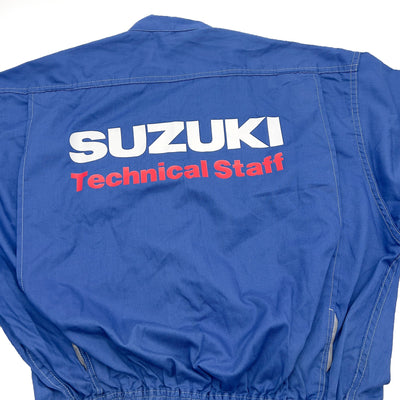 JDM Japan Retro Suzuki Technical Staff Summer Mechanic Coveralls Tsunagi Blue - Sugoi JDM