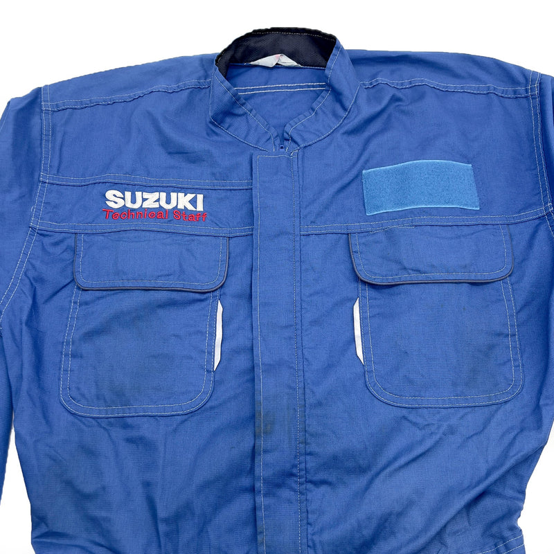 JDM Japan Retro Suzuki Technical Staff Summer Mechanic Coveralls Tsunagi Blue - Sugoi JDM