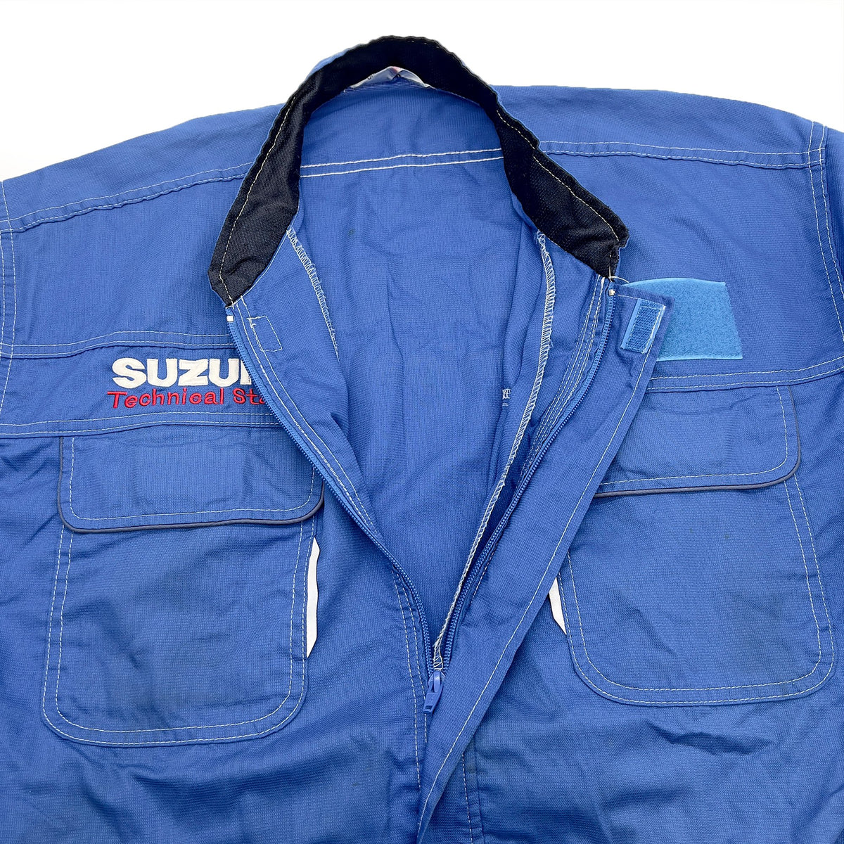 JDM Retro Suzuki Technical Staff All Weather Mechanic Coveralls Tsunagi Blue - Sugoi JDM