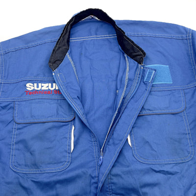 JDM Retro Suzuki Technical Staff All Weather Mechanic Coveralls Tsunagi Blue - Sugoi JDM