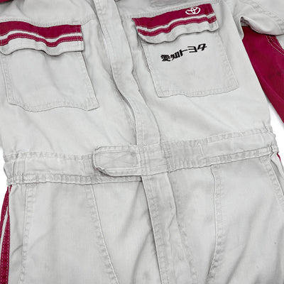 JDM Retro Toyota Tecno Summer Jumpsuit Coveralls Mechanic Suite Tsunagi Red - Sugoi JDM