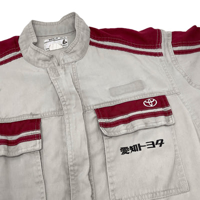 JDM Retro Toyota Tecno Summer Jumpsuit Coveralls Mechanic Suite Tsunagi Red - Sugoi JDM