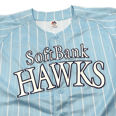Limited Retro Majestic Japan Softbank Hawks Baseball Jersey 2019 Blue - Sugoi JDM
