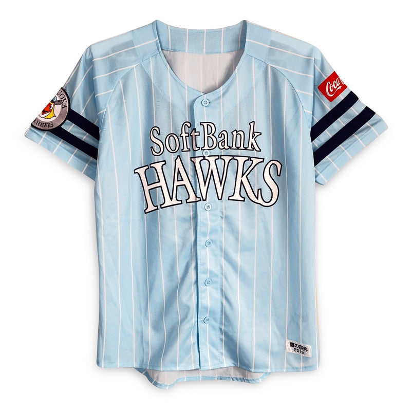 Limited Retro Majestic Japan Softbank Hawks Baseball Jersey 2019 Blue - Sugoi JDM