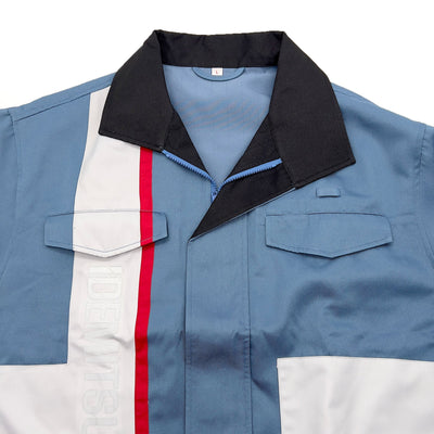 New JDM Retro Japan Idemitsu Gas Station Mechanic Bomber Jacket Blue - Sugoi JDM