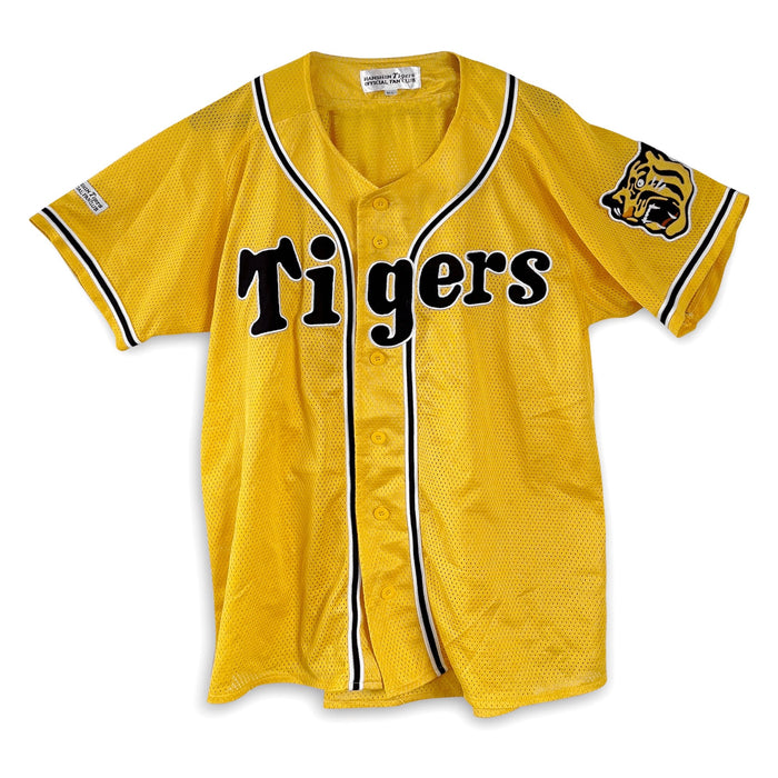 New Mizuno Retro Japan Hanshin Tigers Fan Club Baseball Knit Jersey White Yellow - Sugoi JDM