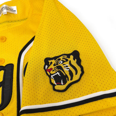 New Official Mizuno Retro NPB Japan Hanshin Tigers Fan Club Baseball Knit Jersey Black Yellow - Sugoi JDM
