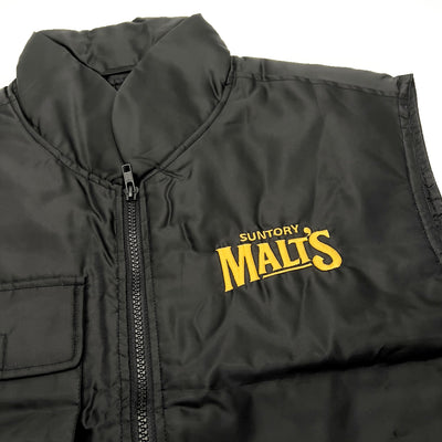 New Retro Japan JDM Suntory The Premium Malts Insulated Nylon Vest Black - Sugoi JDM