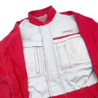 New Retro Japan Nissan Red Stage Summer Tsunagi Mechanics Jumpsuit Coverall Uniform - Sugoi JDM