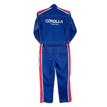 New Retro JDM Toyota Corolla Tecno Tsunagi Jumpsuit Mechanic Suite Blue Red - Sugoi JDM
