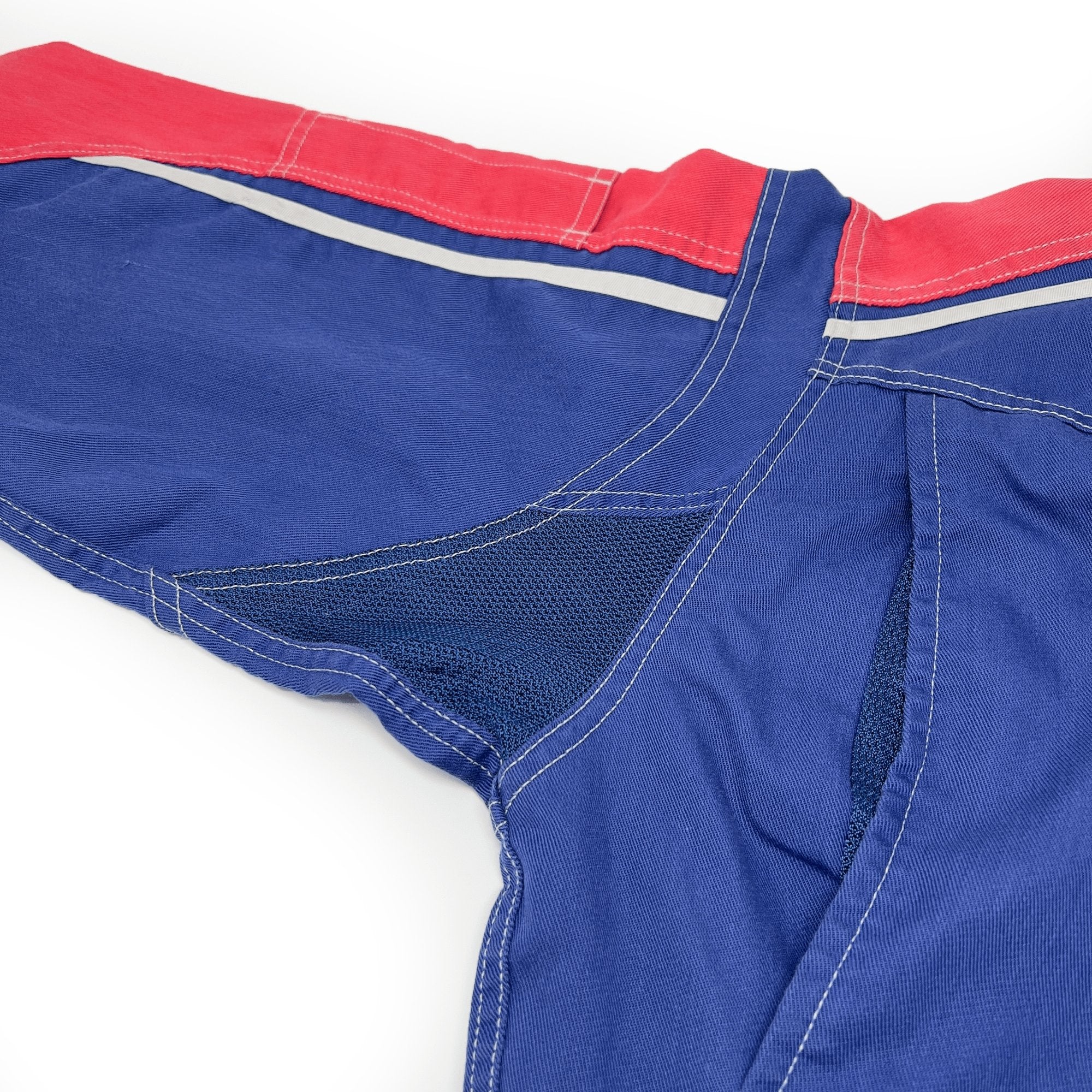 New Retro JDM Toyota Toyopet Tecno Summer Coveralls Jumpsuit Tsunagi Blue Red - Sugoi JDM