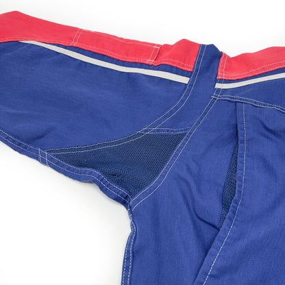 New Retro JDM Toyota Toyopet Tecno Summer Coveralls Jumpsuit Tsunagi Blue Red - Sugoi JDM