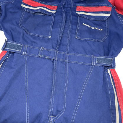 New Retro JDM Toyota Toyopet Tecno Summer Coveralls Jumpsuit Tsunagi Blue Red - Sugoi JDM