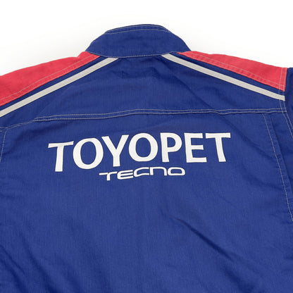 New Retro JDM Toyota Toyopet Tecno Summer Coveralls Jumpsuit Tsunagi Blue Red - Sugoi JDM