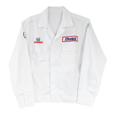 New Retro Showa Era JDM Honda Primo Excellent Mechanic Jacket White - Sugoi JDM