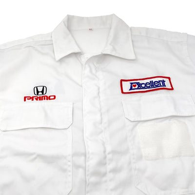 New Retro Showa Era JDM Honda Primo Excellent Mechanic Jacket White - Sugoi JDM