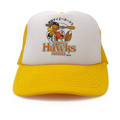 New Vintage NPB Japanese Baseball Fukuoka Daiei Hawks Trucker Hat Yellow - Sugoi JDM