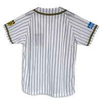 Retro Japan Hanshin Tigers Baseball Fan Club Light Pin Stripe Jersey White - Sugoi JDM