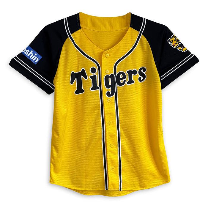 Retro Japan Hanshin Tigers Two Tone Baseball Light Jersey Yellow - Sugoi JDM