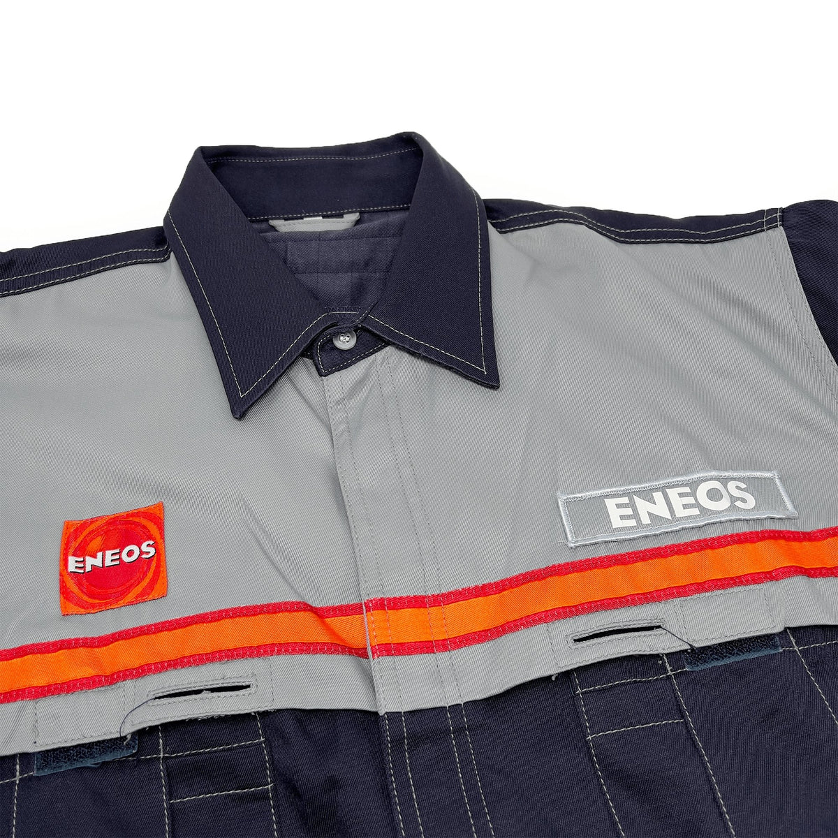Retro Japan JDM ENEOS Oil Staff Long Sleeve Button Up Shirt Blue - Sugoi JDM