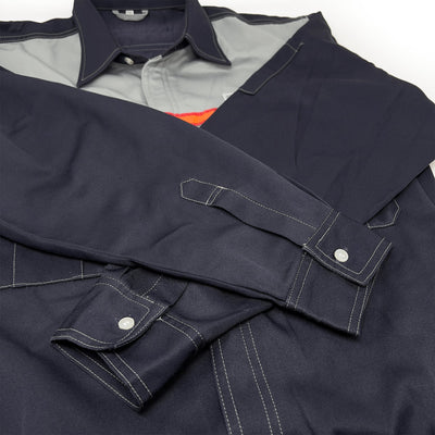 Retro Japan JDM ENEOS Oil Staff Long Sleeve Button Up Shirt Blue - Sugoi JDM