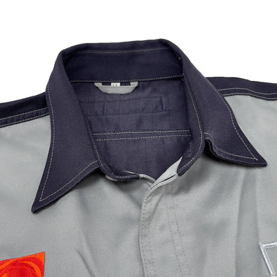 Retro Japan JDM ENEOS Oil Staff Long Sleeve Button Up Shirt Blue - Sugoi JDM