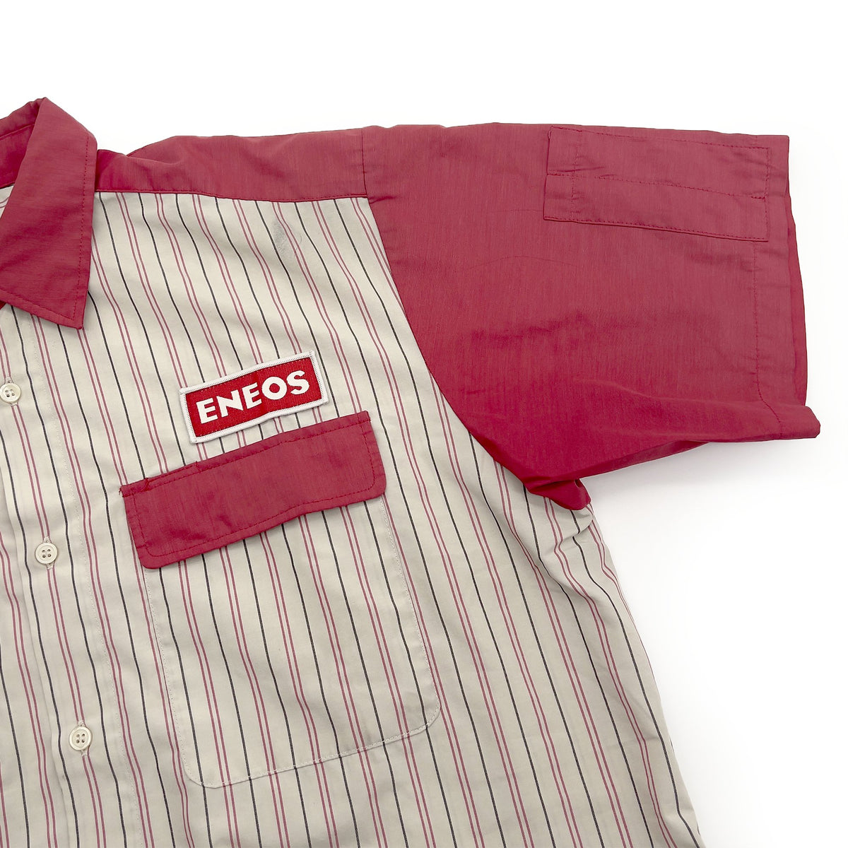 Retro Japan JDM Genuine ENEOS Oil Staff Short Sleeve Button Up Shirt Red - Sugoi JDM