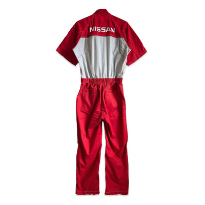 Retro Japan JDM Nissan Summer Tsunagi Mechanics Short Sleeve Coverall Red - Sugoi JDM