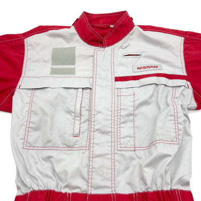 Retro Japan JDM Nissan Summer Tsunagi Mechanics Short Sleeve Coverall Red - Sugoi JDM